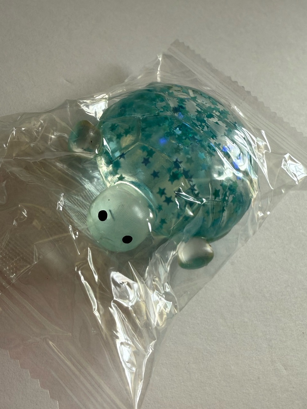 Clear Turtle Resin squishy with Turquoise Star Glitter